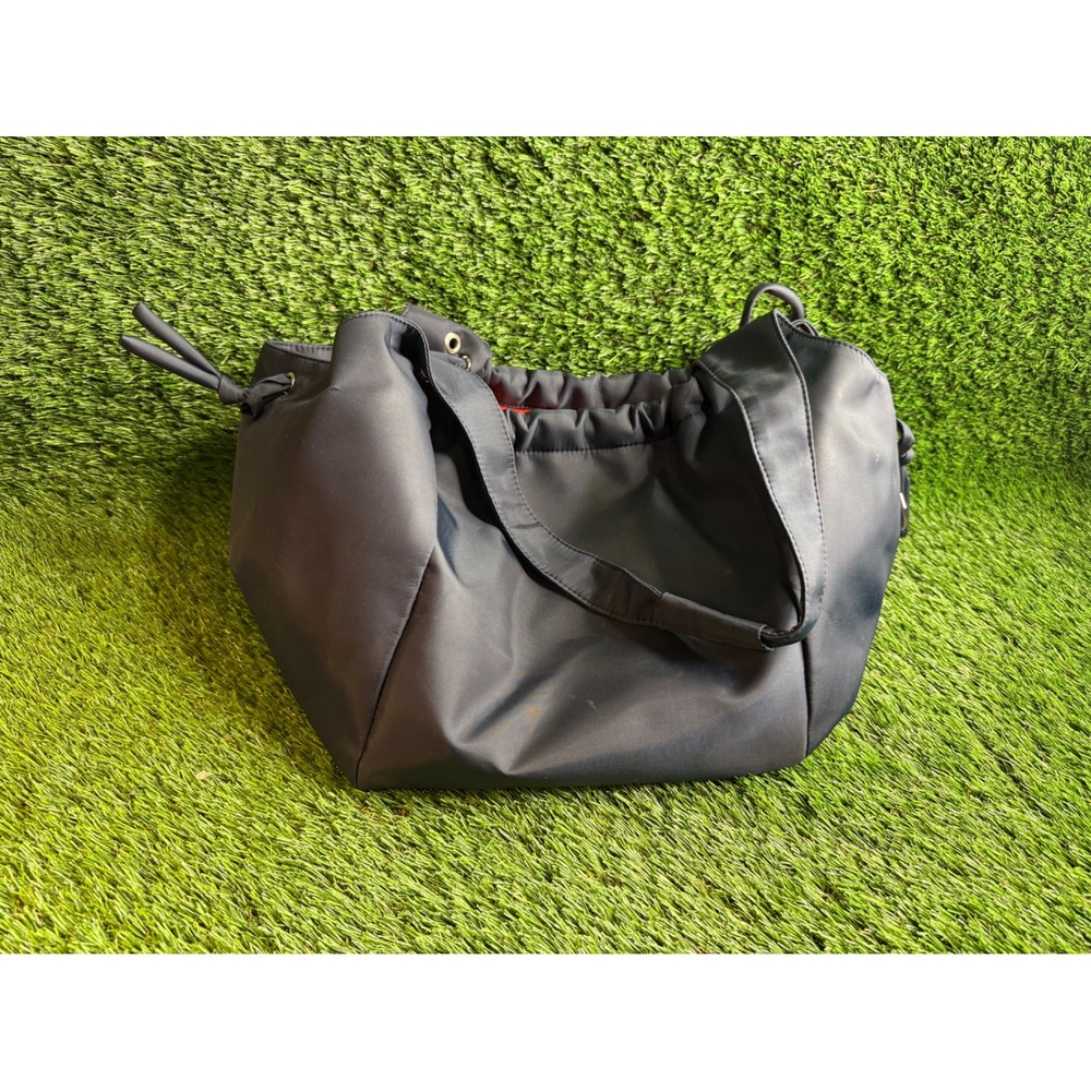 Groom Paris Navy Blue Nylon Shoulder Bag Tote Orange Lining Made in France